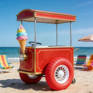 Ice Cream Pushcart with Air Caster Wheels - Image 3